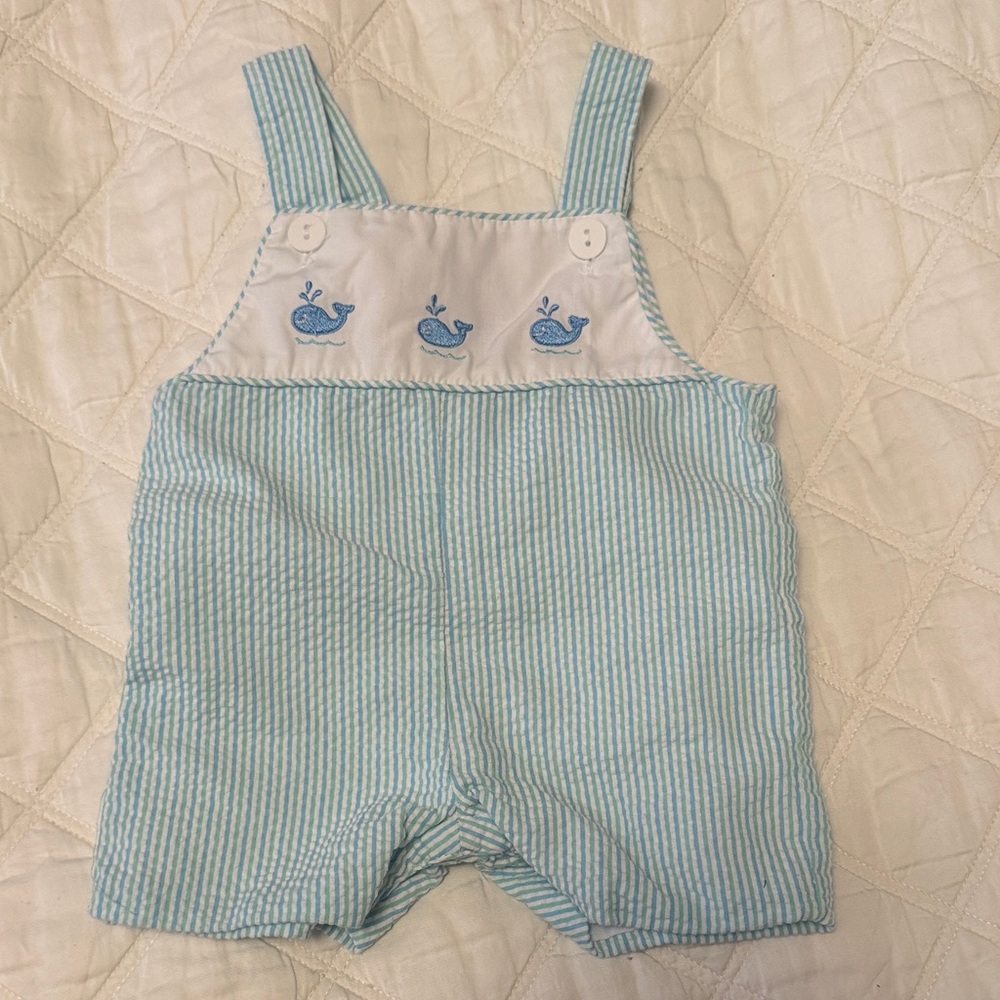 Blue Striped Kids Overalls